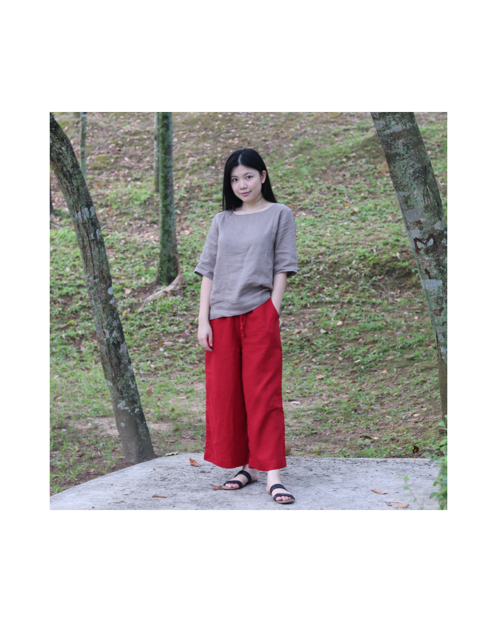 CAVES COLLECT- Mona Red Linen Pants | Red linen pants, Minimal fashion,  Outfits